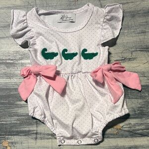 Pink and White Baby Romper with Bows